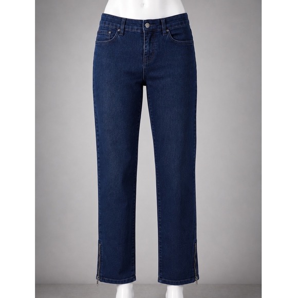Lauren Ralph Lauren Denim - Lauren Ralph Lauren Ankle Zip Straight Leg Jeans Dark Wash Indigo Stretch Size 2